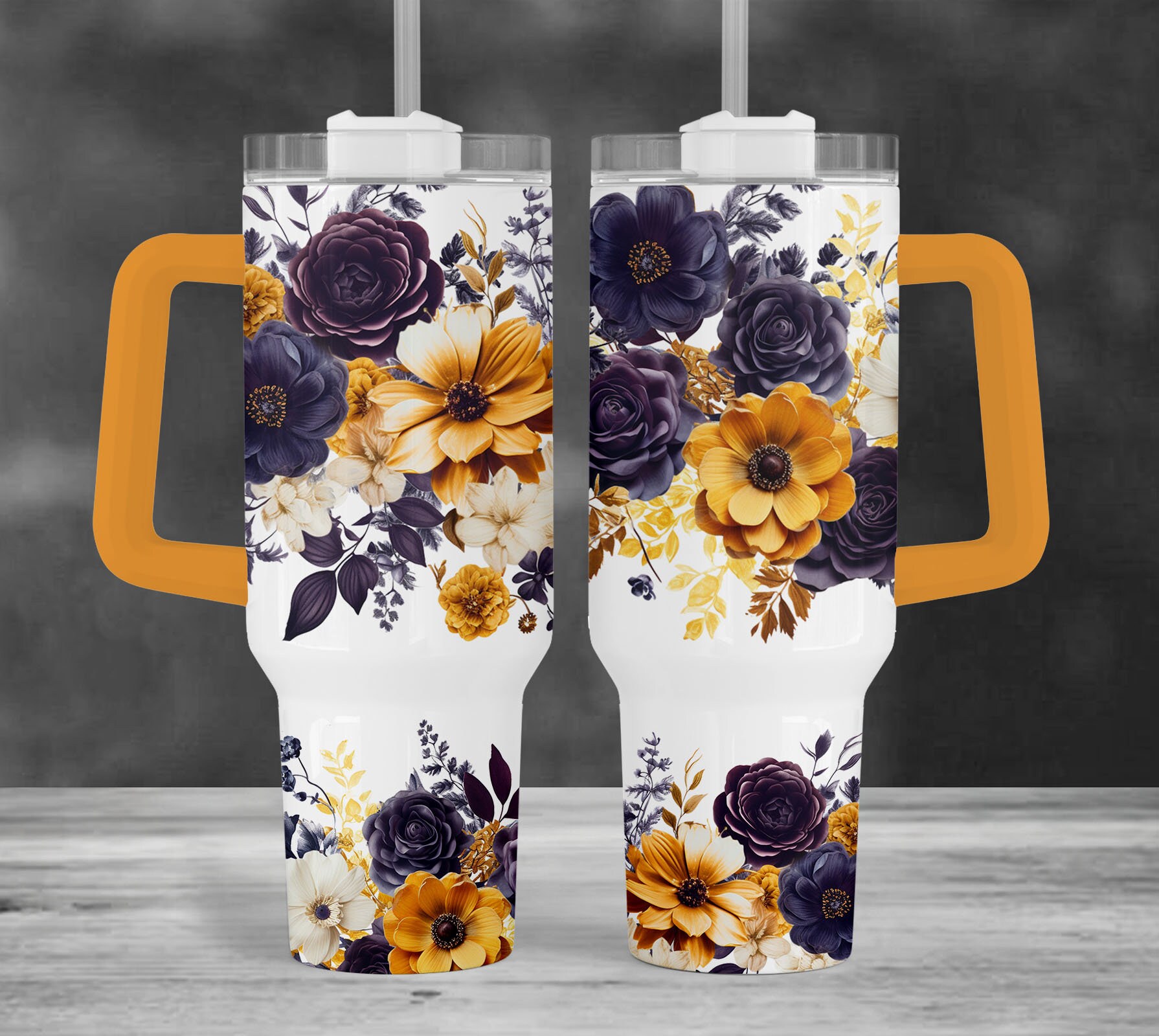 Orange Flowers Custom Stanley Cup 40 oz 30 oz Tumbler With HandleTVC2301964 - Image 3