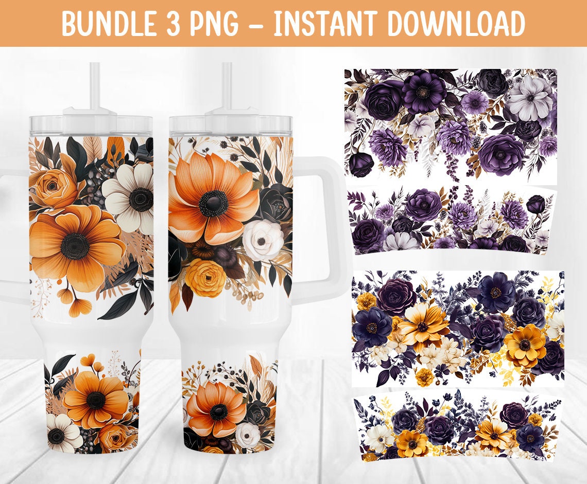 Orange Flowers Custom Stanley Cup 40 oz 30 oz Tumbler With HandleTVC2301964