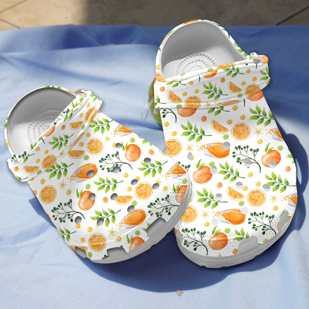 Orange Fruit Crocs Crocband Clogs Shoes Comfortable For Men Women and Kids