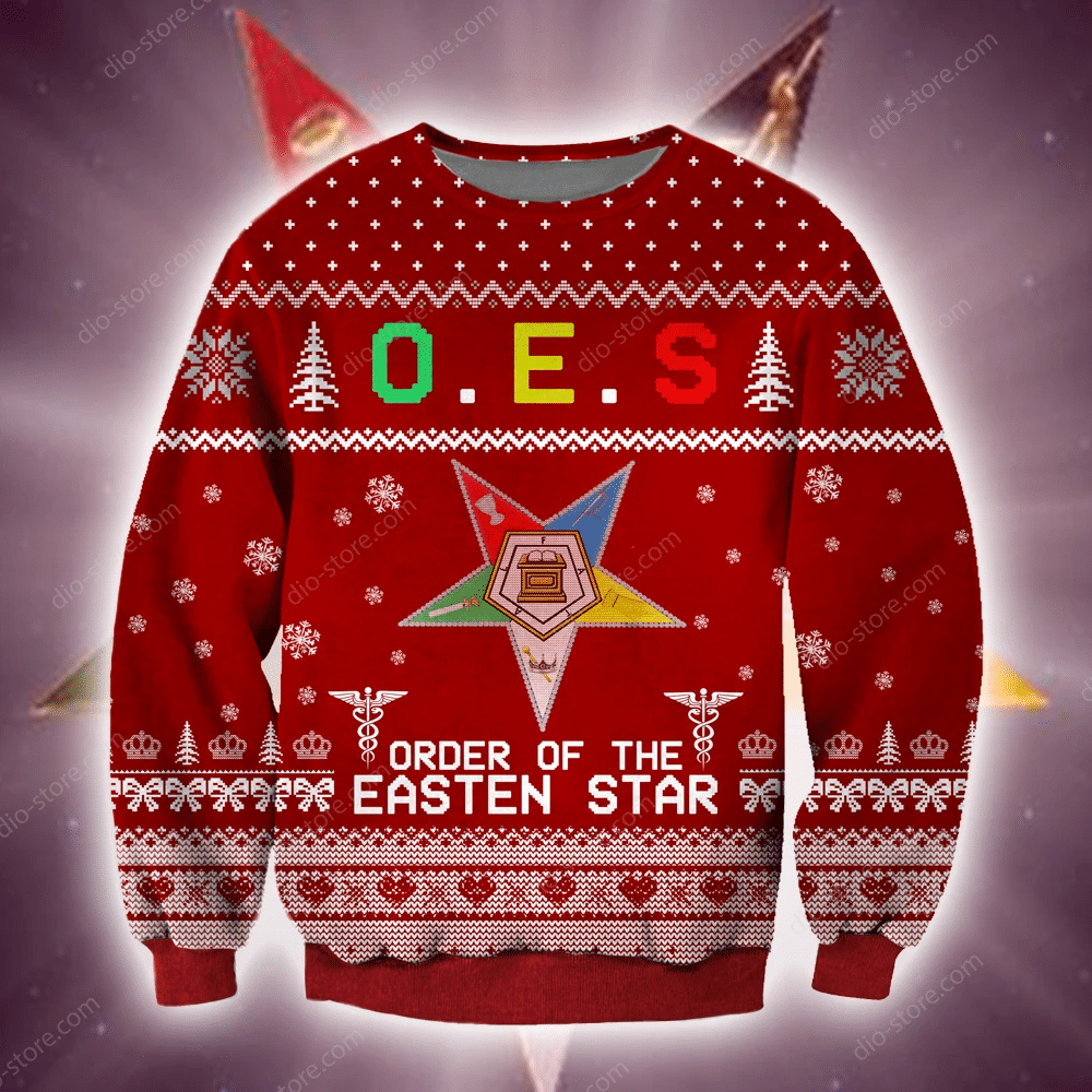 Order Of The Eastern Star Knitting Pattern 3D Print Ugly Christmas Sweater Adult 3D Funny Matching for family