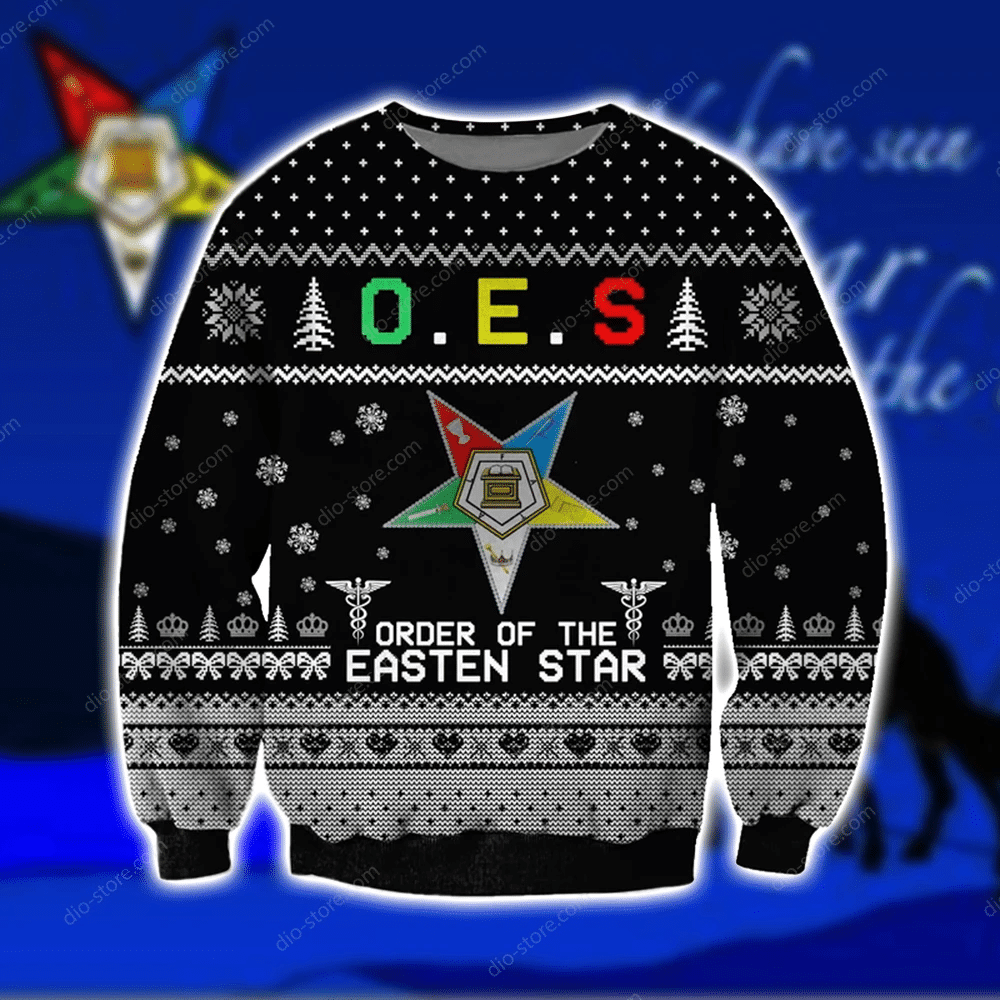 Order Of The Eastern Star Knitting Pattern 3D Print Ugly Christmas Sweater Adult 3D Funny Matching for family - Image 2