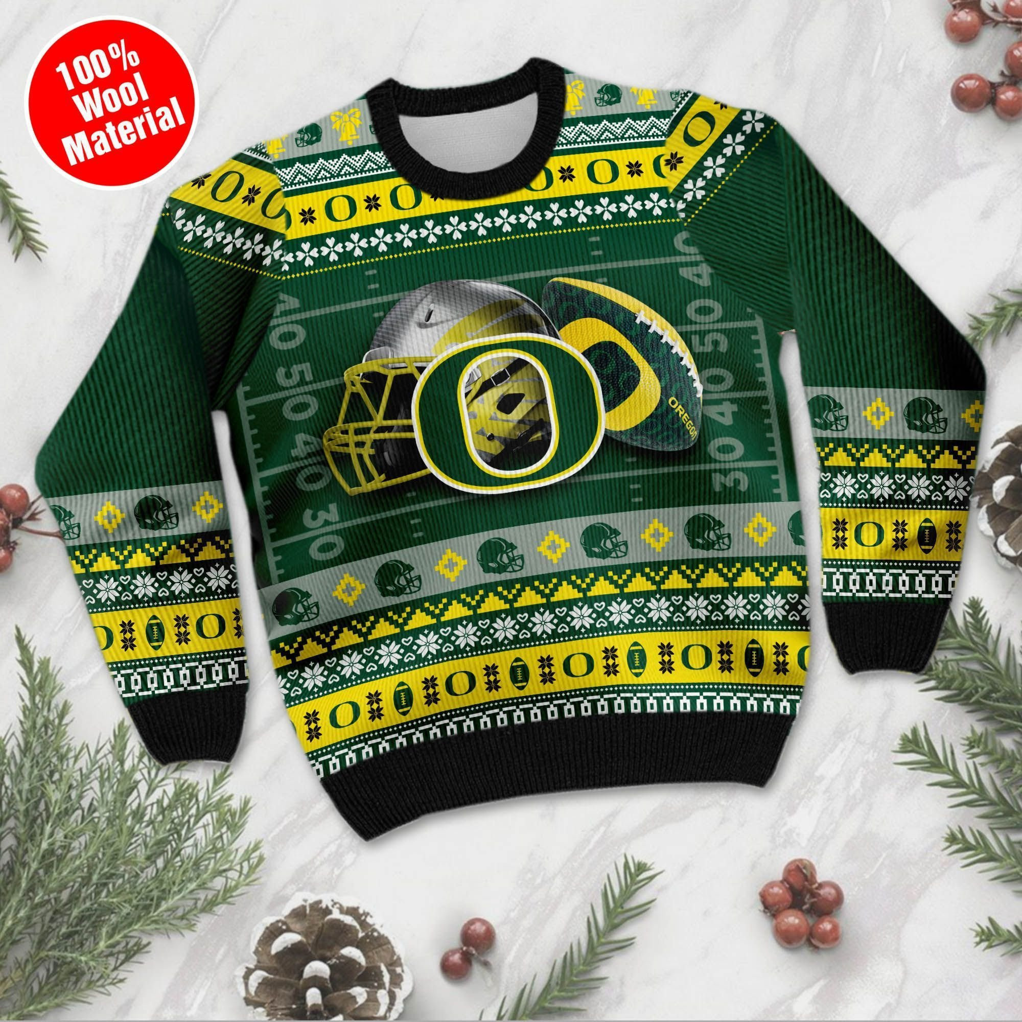 Oregon Ducks Custom Name & Number Personalized Ugly Christmas Sweater Adult 3D Funny Matching for family - Image 2