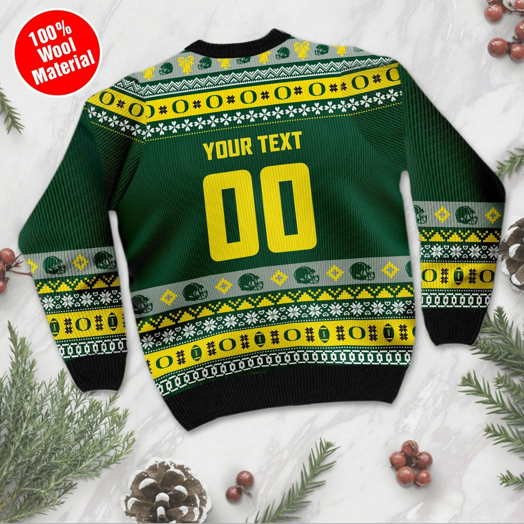 Oregon Ducks Custom Name & Number Personalized Ugly Christmas Sweater Adult 3D Funny Matching for family - Image 3