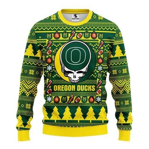 Oregon Ducks Grateful Dead Ugly Christmas Sweater Adult 3D Funny Matching for family