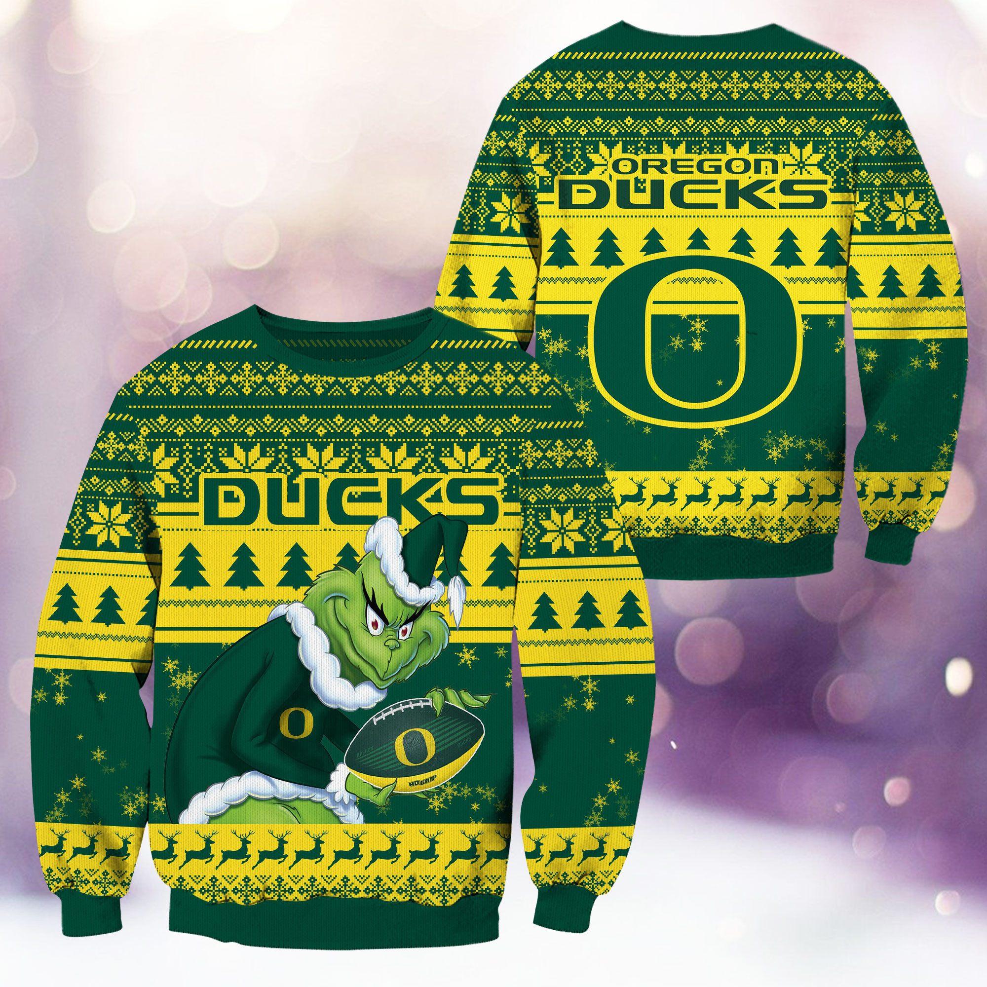 Oregon Ducks Grinch Ugly Christmas Sweater Adult 3D Funny Matching for family