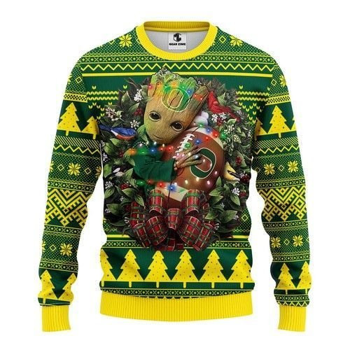 Oregon Ducks Groot Hug Ugly Christmas Sweater Adult 3D Funny Matching for family