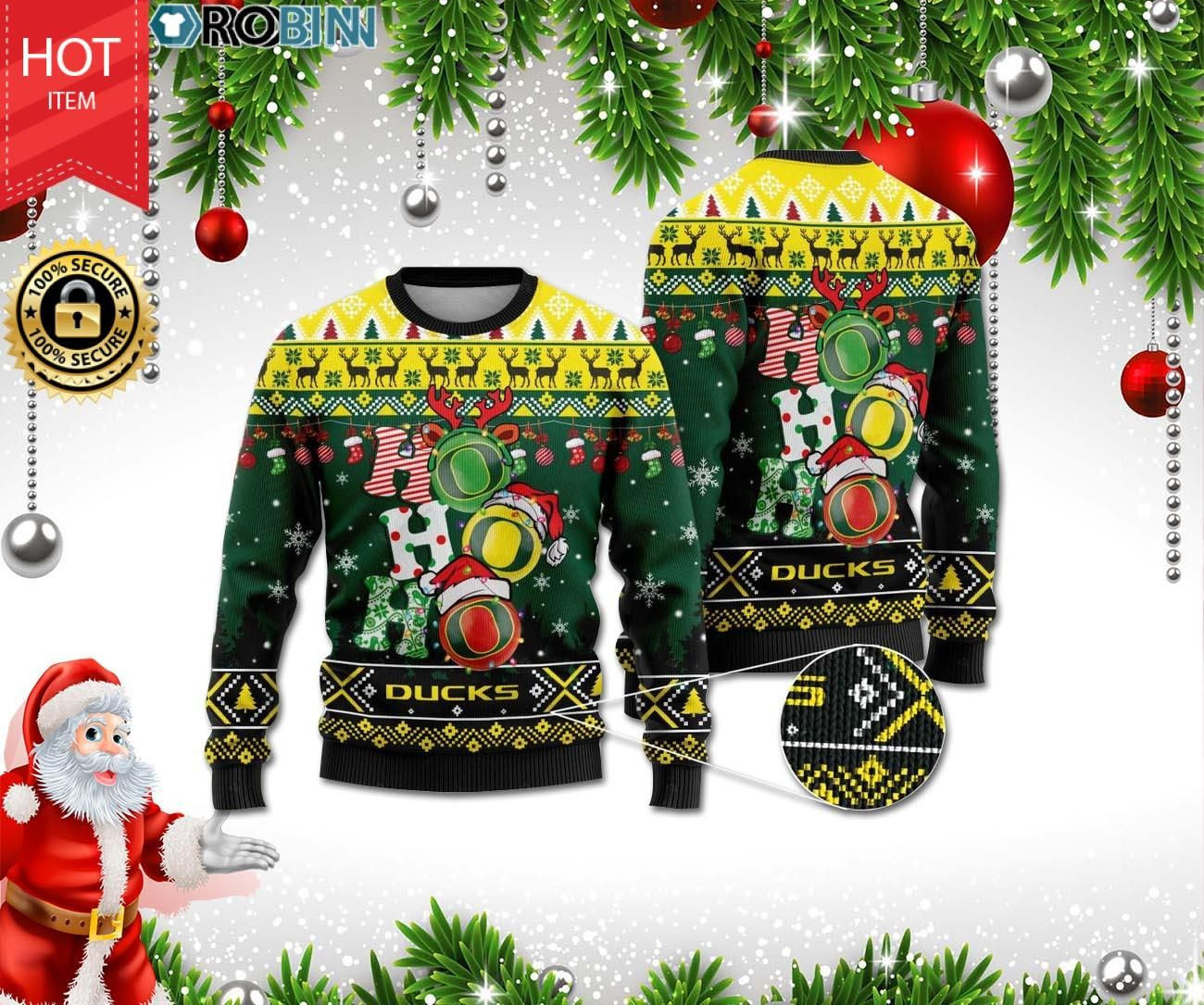 Oregon Ducks Ho Ho Ho Ugly Christmas Sweater Adult 3D Funny Matching for family