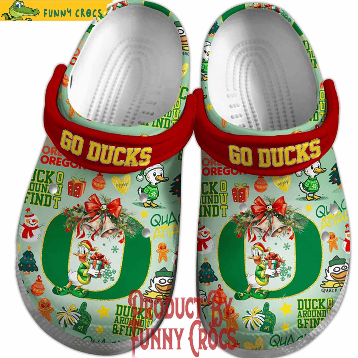 Oregon Ducks NCAA Sport Christmas Crocs Crocband Clogs Shoes Comfortable For Men Women and Kids - Image 3