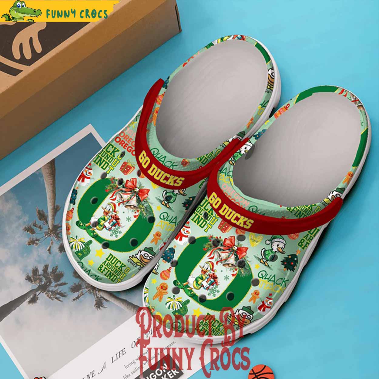 Oregon Ducks NCAA Sport Christmas Crocs Crocband Clogs Shoes Comfortable For Men Women and Kids - Image 2