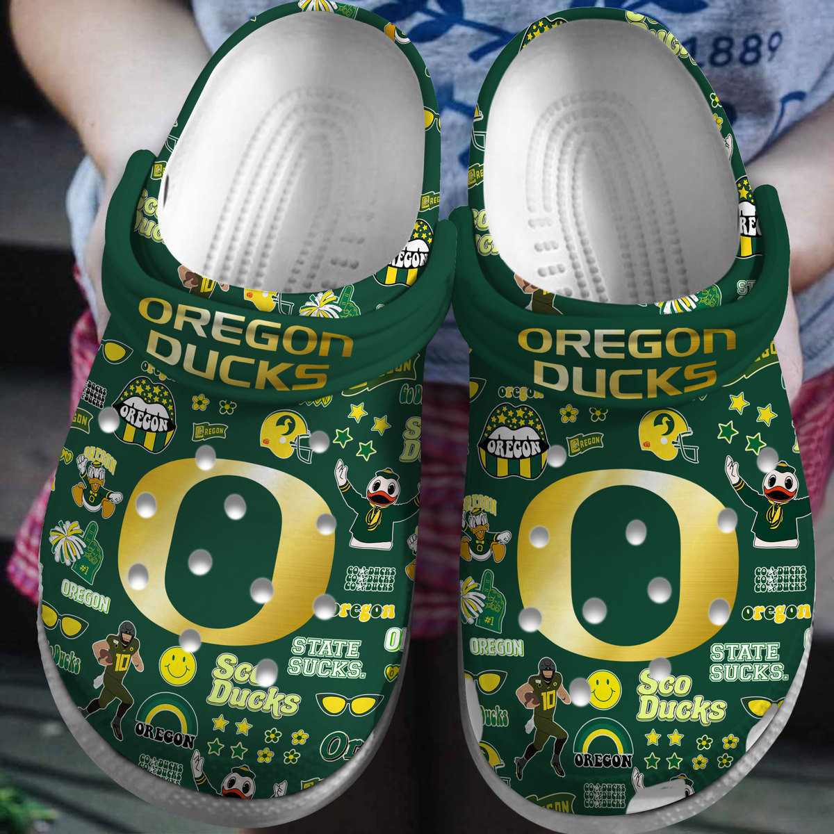 Oregon Ducks NCAA Sport Crocs Crocband Clogs Shoes Comfortable For Men Women and Kids