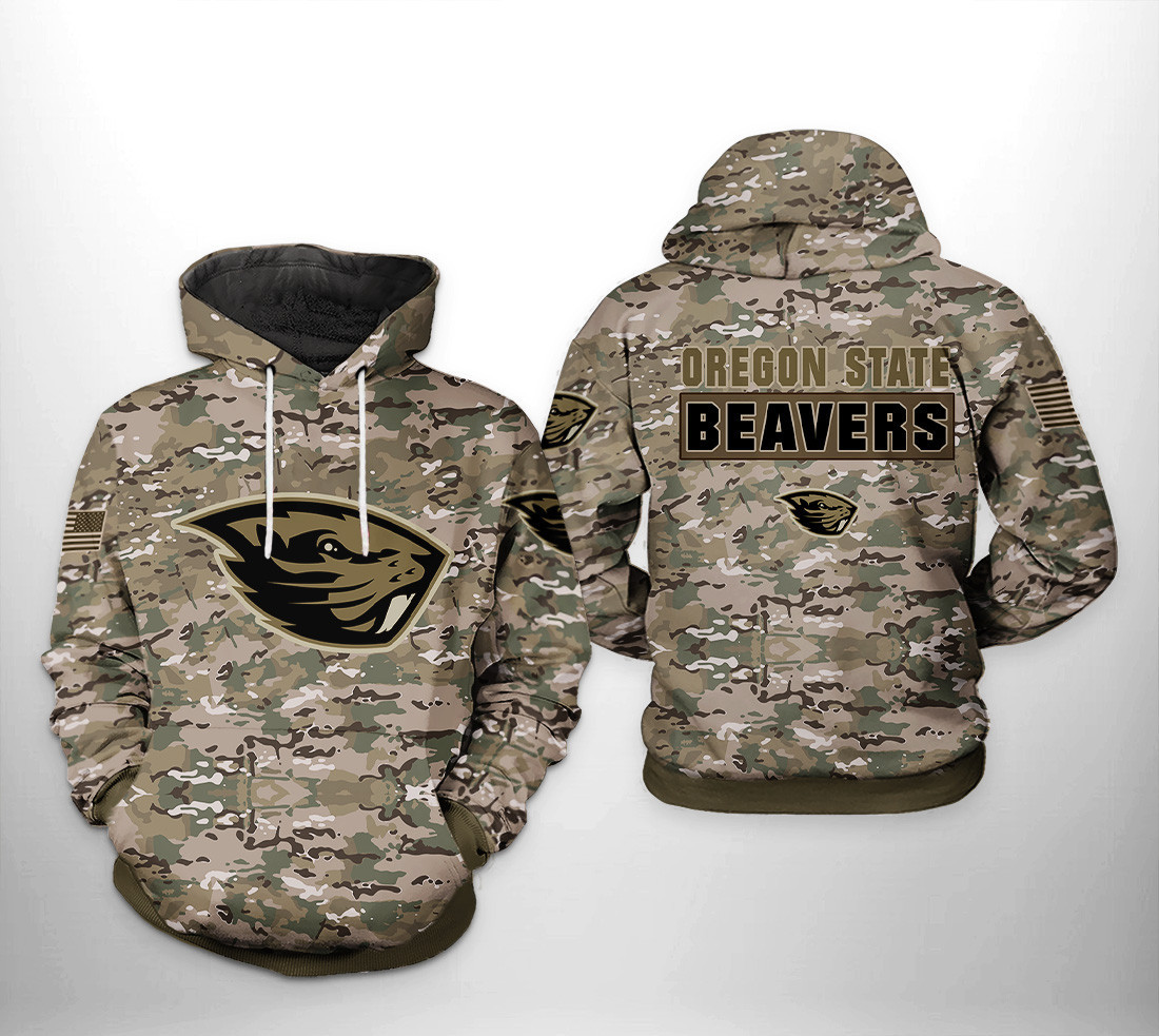 Oregon State Beavers NCAA Camo Veteran 3D All Over Print Hoodie, Zip Hoodie