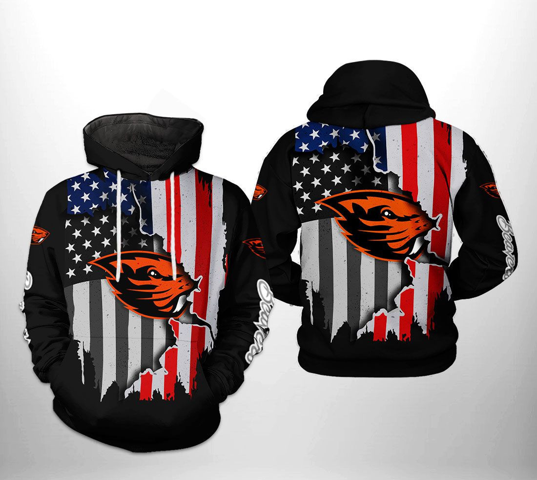 Oregon State Beavers NCAA US Flag 3D All Over Print Hoodie, Zip Hoodie