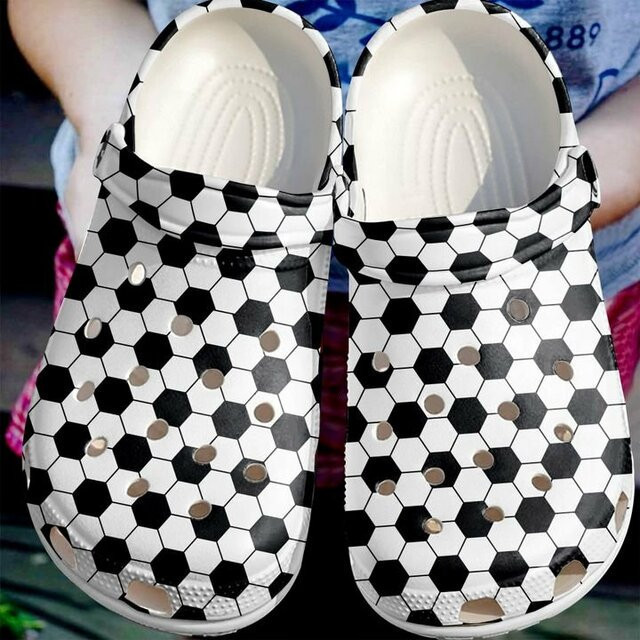 Original Black White Soccer Ball Pattern Clogs Shoes