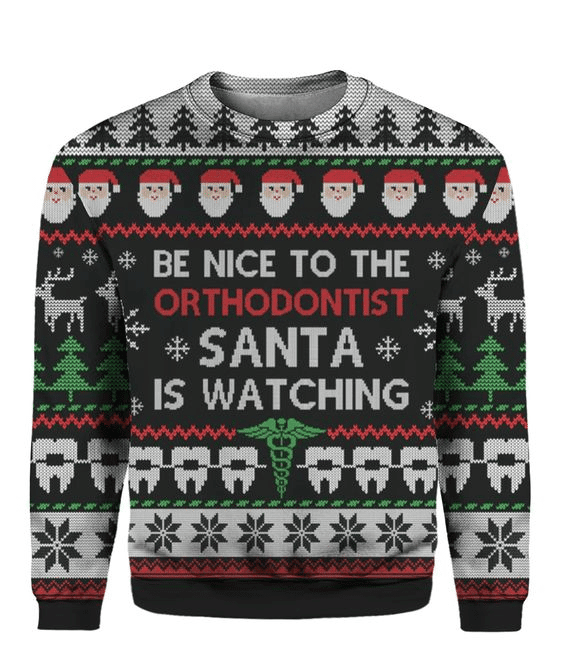 Orthodontist Ugly Christmas Sweater Adult 3D Funny Matching for family