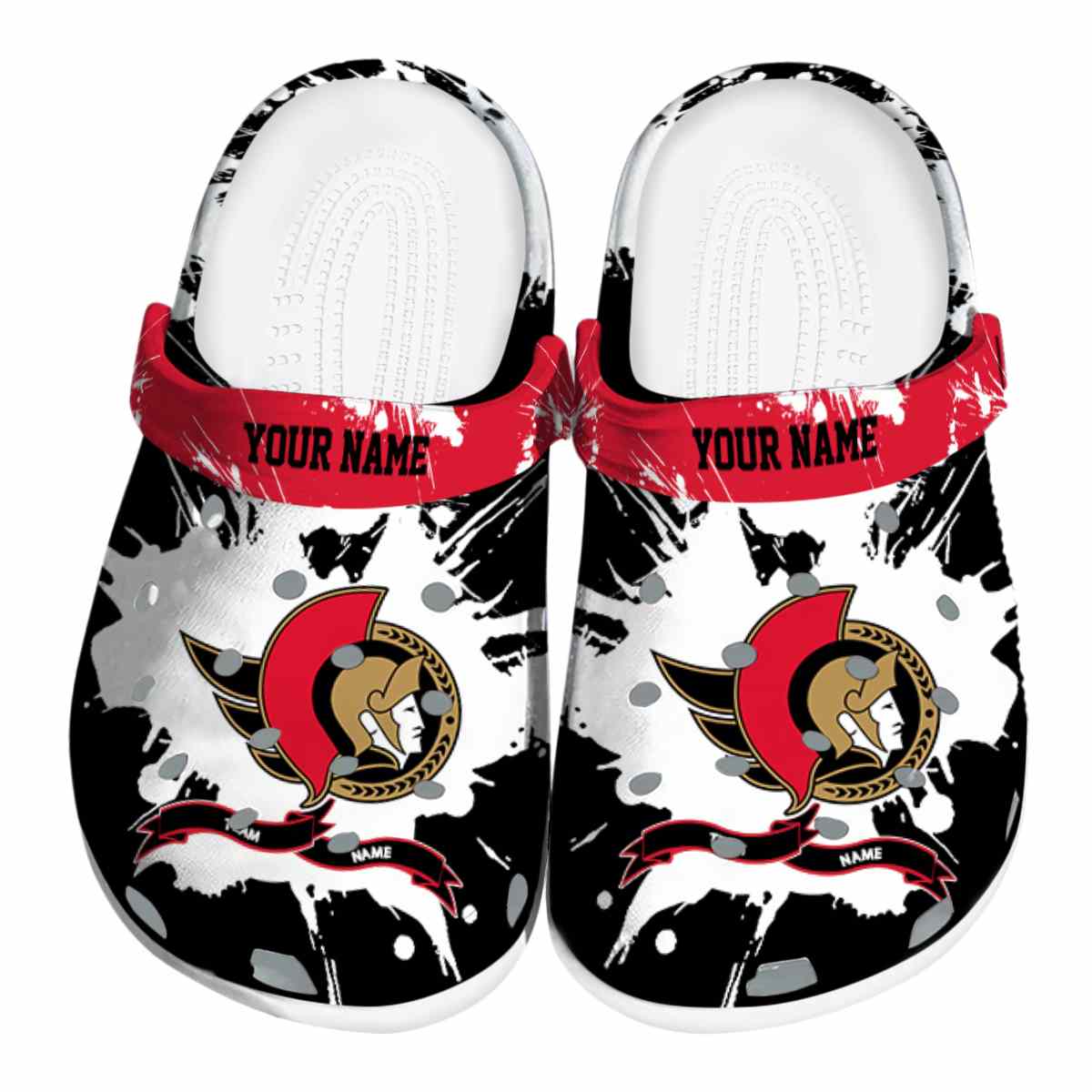 Ottawa Senators NHL Sport Crocs Crocband Clogs Shoes Comfortable For Men Women and Kids