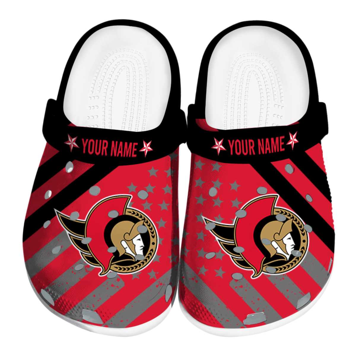 Ottawa Senators NHL Sport Crocs Crocband Clogs Shoes Comfortable For Men Women and Kids