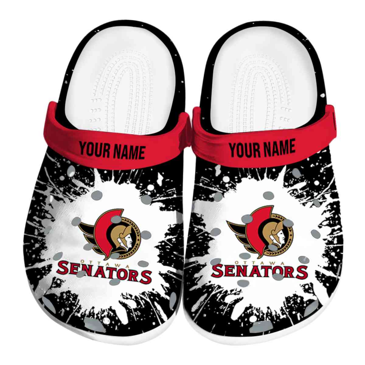 Ottawa Senators NHL Sport Crocs Crocband Clogs Shoes Comfortable For Men Women and Kids