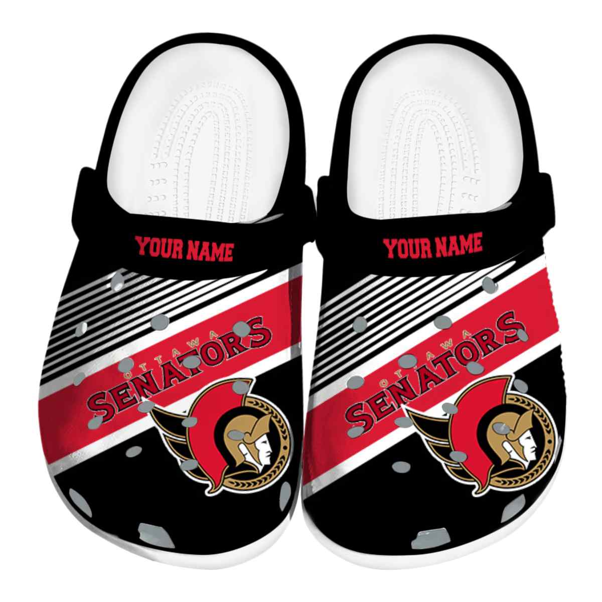 Ottawa Senators NHL Sport Crocs Crocband Clogs Shoes Comfortable For Men Women and Kids
