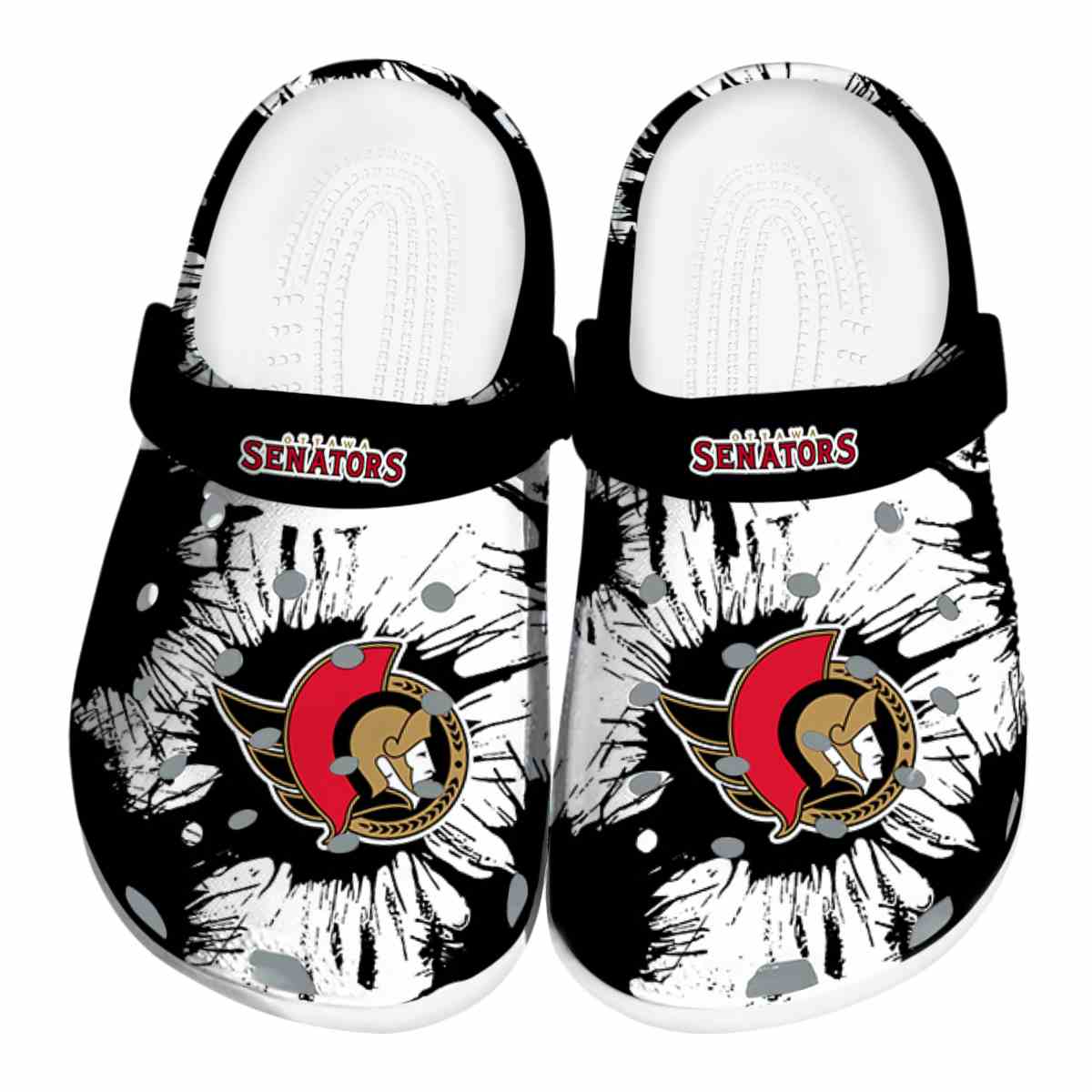 Ottawa Senators NHL Sport Crocs Crocband Clogs Shoes Comfortable For Men Women and Kids