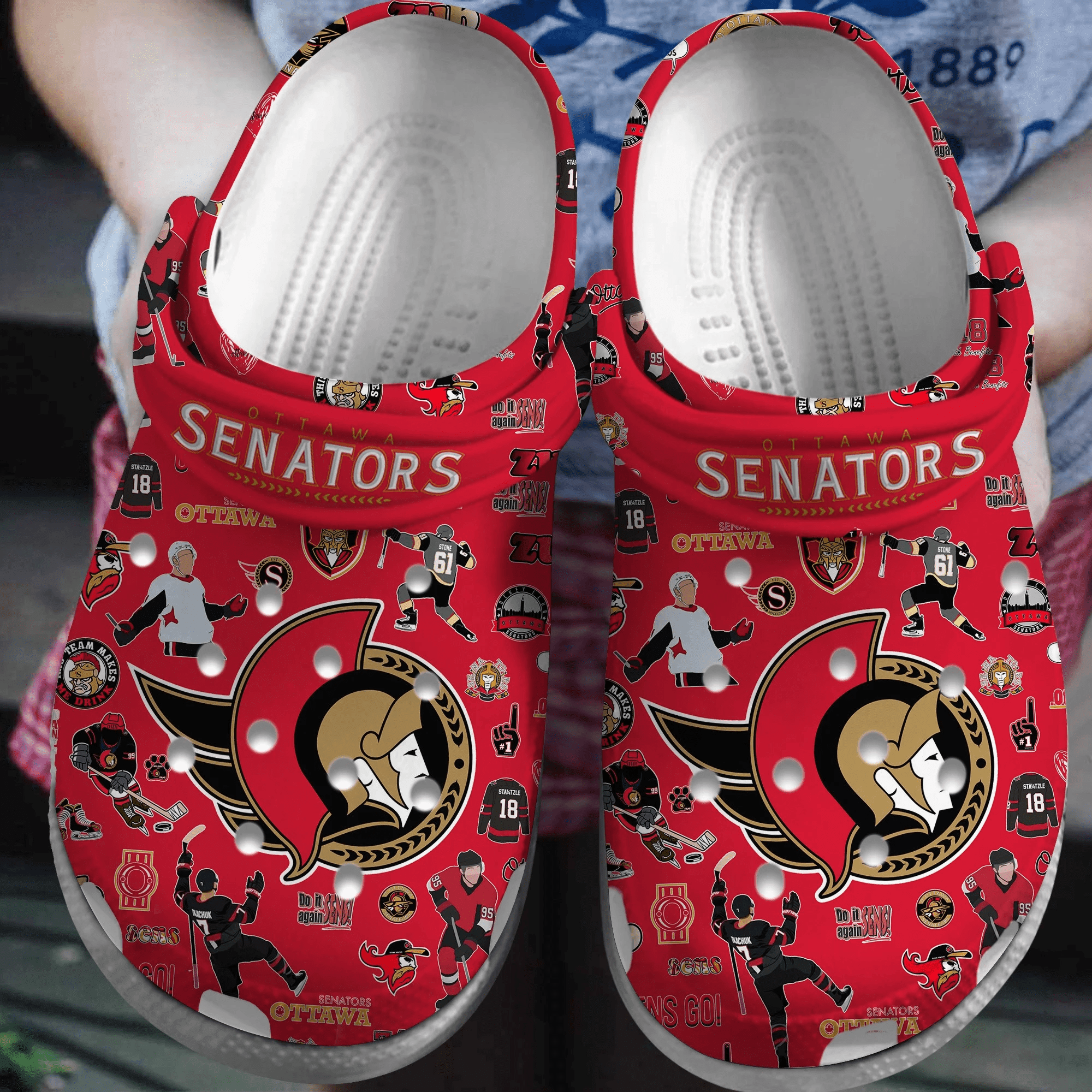 Ottawa Senators NHL Sport Crocs Crocband Clogs Shoes Comfortable For Men Women and Kids