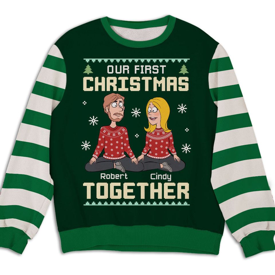 Our First Christmas - Personalized Sweatshirt - Christmas Gift For Couple, Husband, Wife