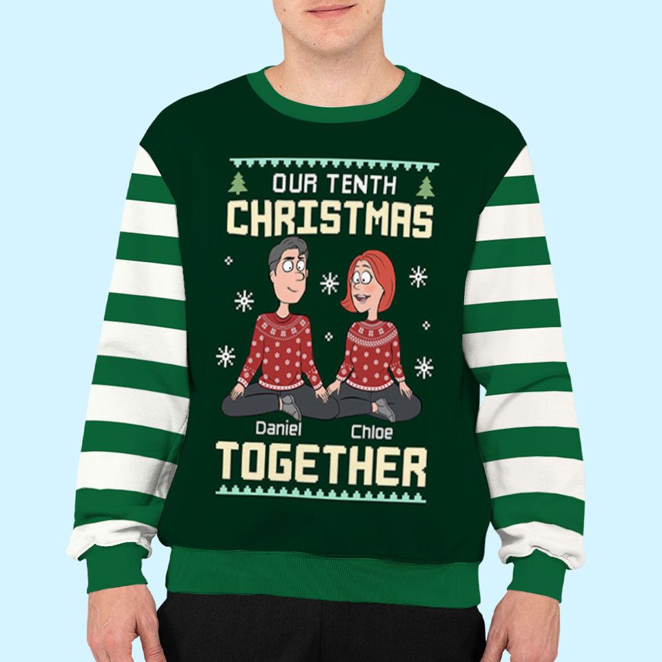 Our First Christmas - Personalized Sweatshirt - Christmas Gift For Couple, Husband, Wife - Image 3