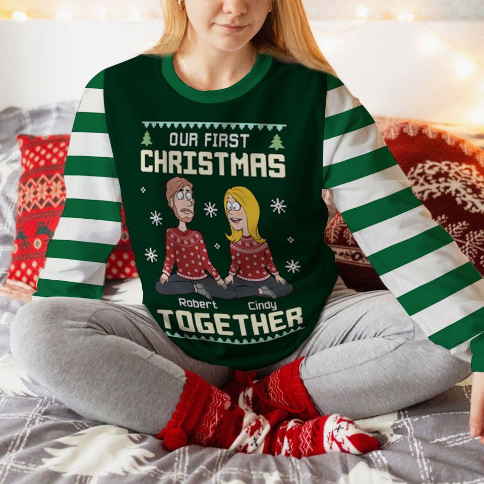Our First Christmas - Personalized Sweatshirt - Christmas Gift For Couple, Husband, Wife - Image 2