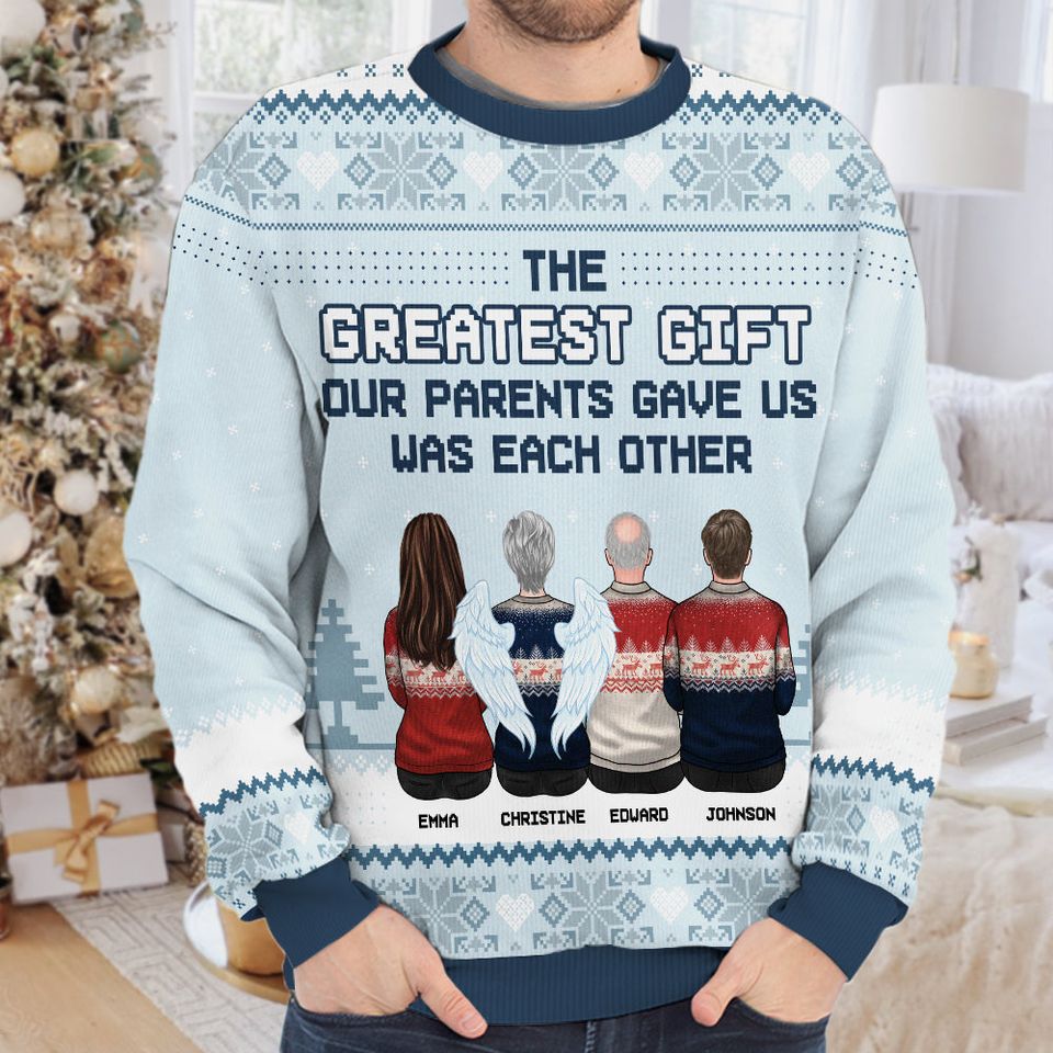 Our Siblings Are The Greatest Gifts - Family Personalized Custom Ugly Sweatshirt - Unisex Wool Jumper - Christmas Gift For Siblings, Brothers, Sisters - Image 3