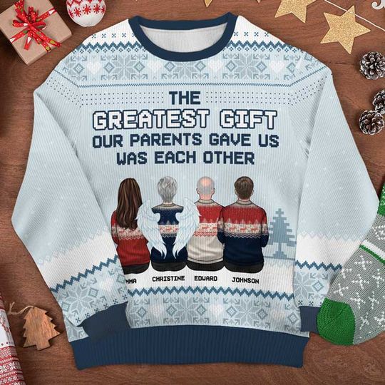 Our Siblings Are The Greatest Gifts - Family Personalized Custom Ugly Sweatshirt - Unisex Wool Jumper - Christmas Gift For Siblings, Brothers, Sisters - Image 5