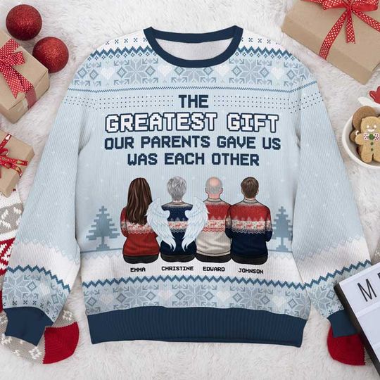 Our Siblings Are The Greatest Gifts - Family Personalized Custom Ugly Sweatshirt - Unisex Wool Jumper - Christmas Gift For Siblings, Brothers, Sisters - Image 4
