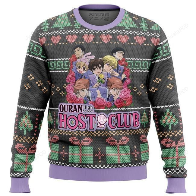 Ouran High School Host Club Ugly Christmas Sweater Adult 3D Funny Matching for family