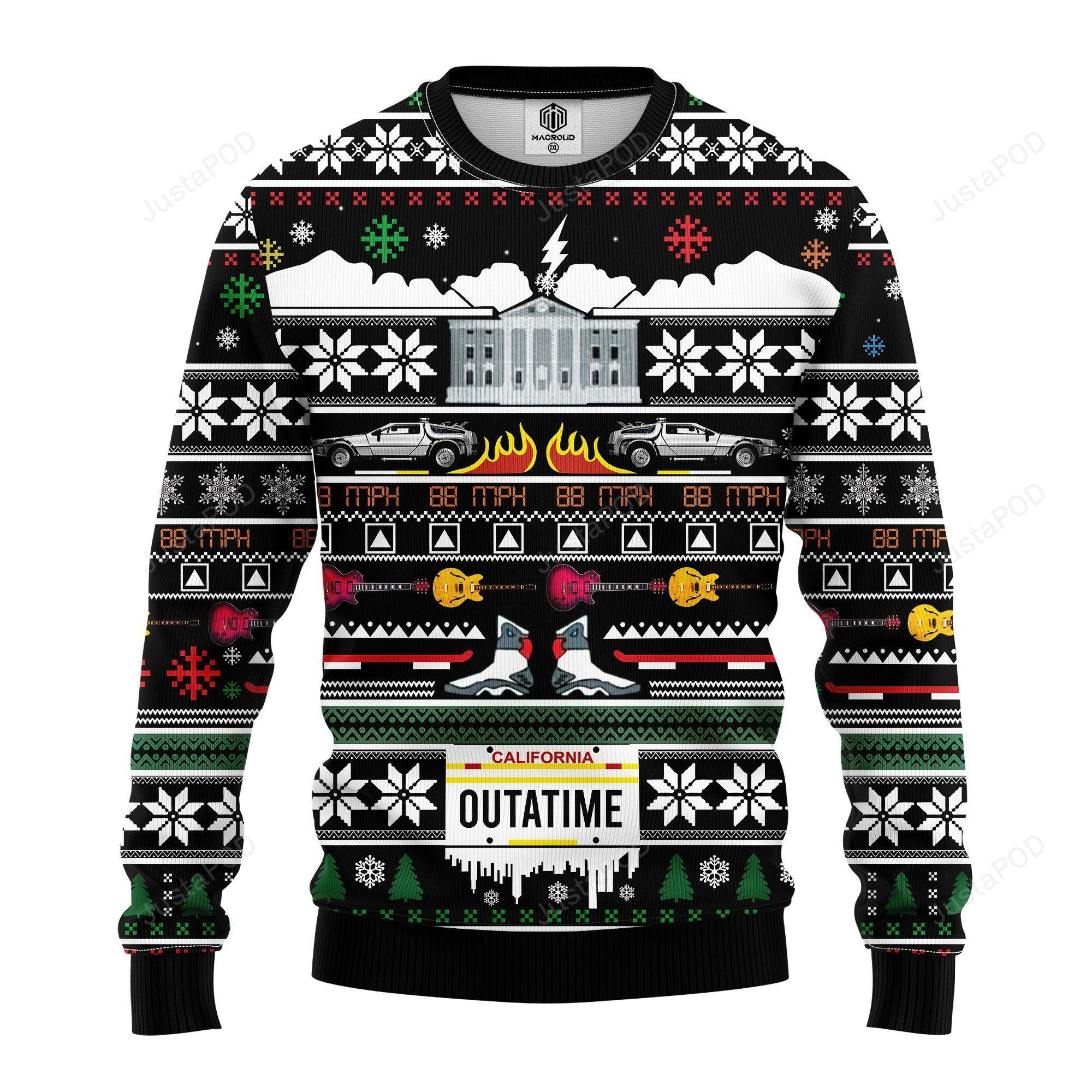Outatime Ugly Christmas Sweater Adult 3D Funny Matching for family