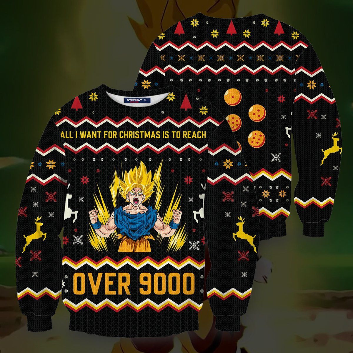 Over 9000 Ugly Christmas Sweater Adult 3D Funny Matching for family