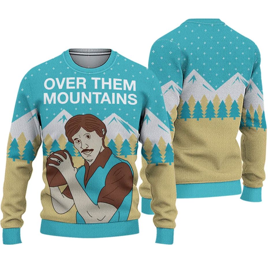 Over Them Mountains Uncle Rico Ugly Knitted Christmas Sweater