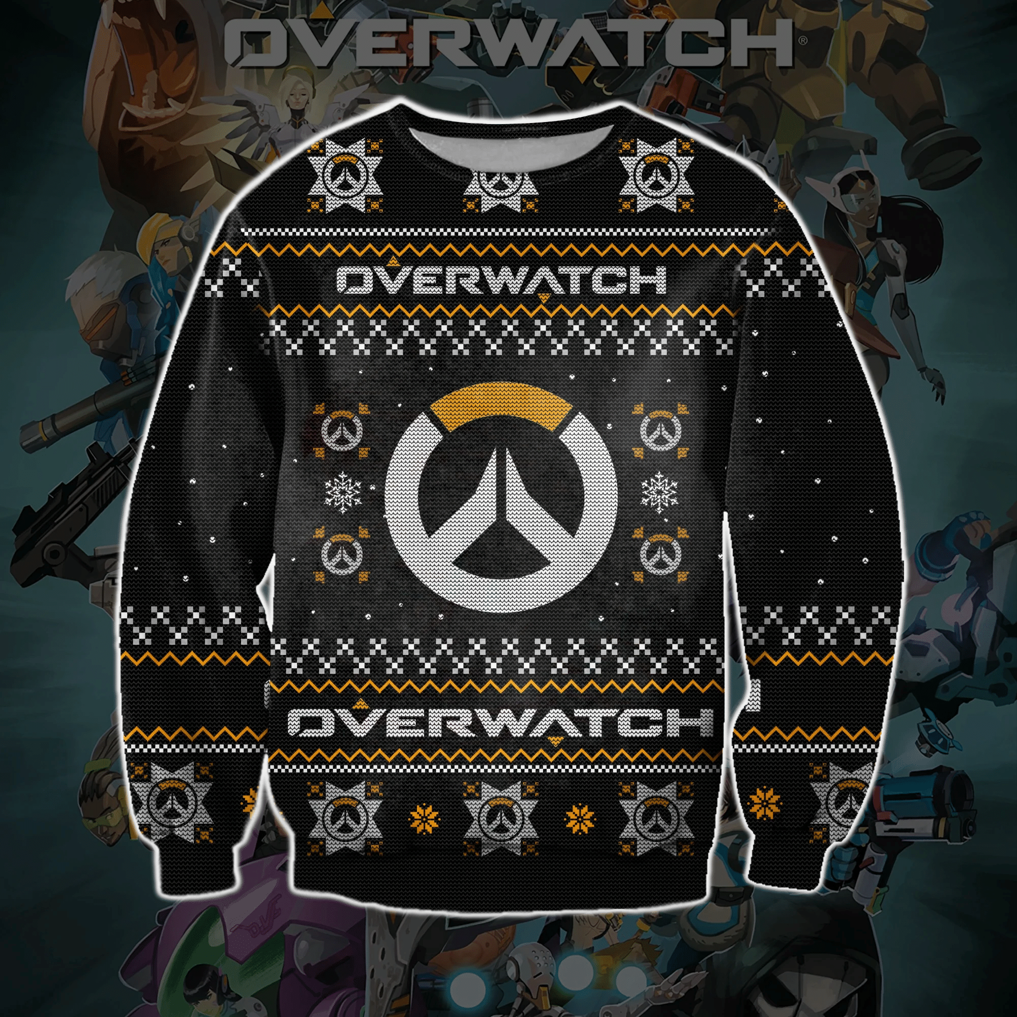 Overwatch Game 3D Knitting Pattern Print Ugly Christmas Sweater Adult 3D Funny Matching for family