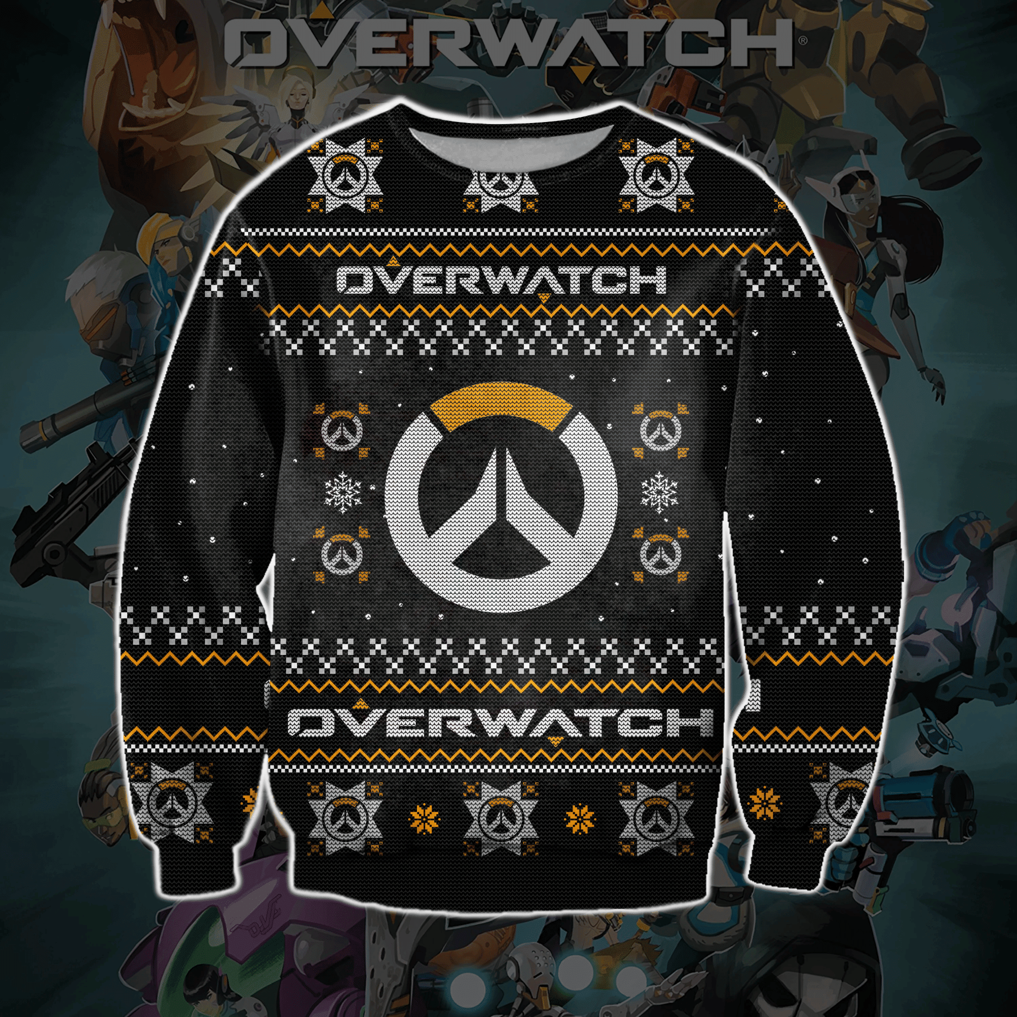 Overwatch Game Knitting Pattern For Unisex Ugly Christmas Sweater Adult 3D Funny Matching for family
