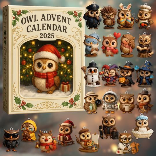 Owl Advent Calendar 2025, 24-Day Christmas Countdown, Cute Winter Holiday Gift for Owl Lovers and Families - Image 9