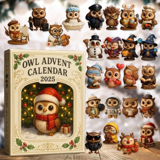 Owl Advent Calendar 2025, 24-Day Christmas Countdown, Cute Winter Holiday Gift for Owl Lovers and Families - Image 8