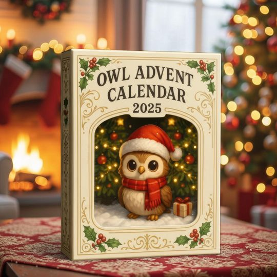 Owl Advent Calendar 2025 2D Acrylic Gift, 24 Pcs Cute Owl Figures, Christmas Countdown Calendar, Unique Holiday Gift, Xmas Decor - Image 9