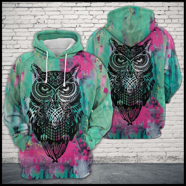 Owl Colorful 3D All Over Print Hoodie, Zip Hoodie