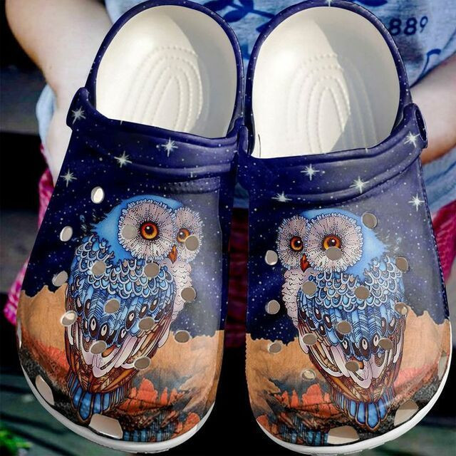 Owl Night 102 Gift For Lover Rubber clog Shoes Comfy Footwear