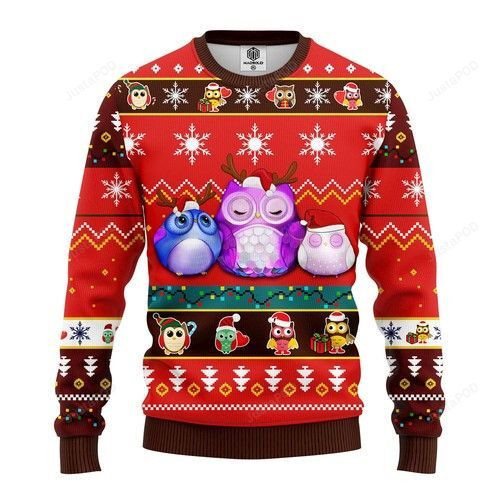 Owl Night Ugly Christmas Sweater Adult 3D Funny Matching for family