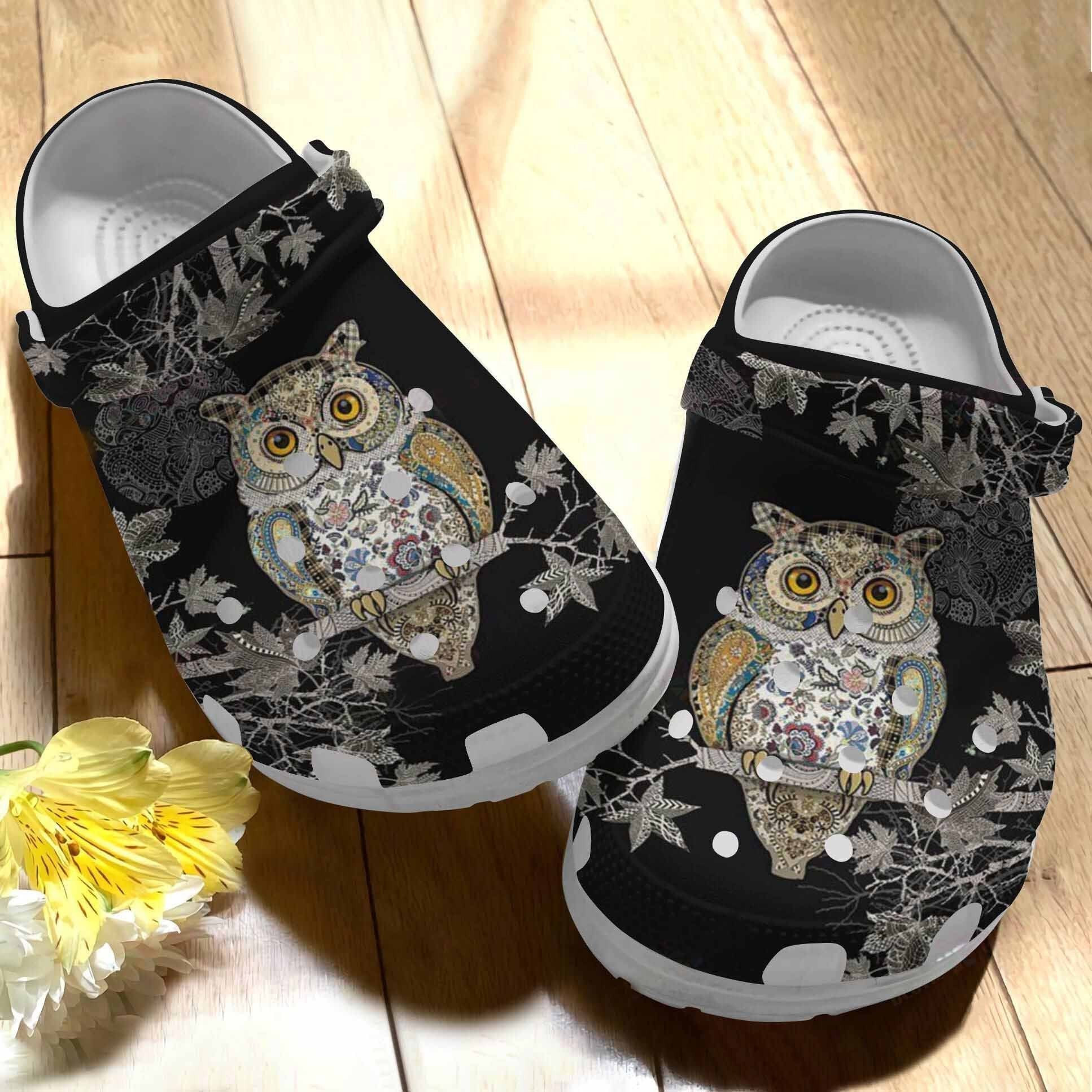 Owl On Tree Clogs Shoes Gifts For Birthday Thanksgiving Christmas