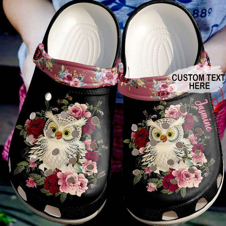 Owl Personalized Red Floral Classic Clogs Shoes