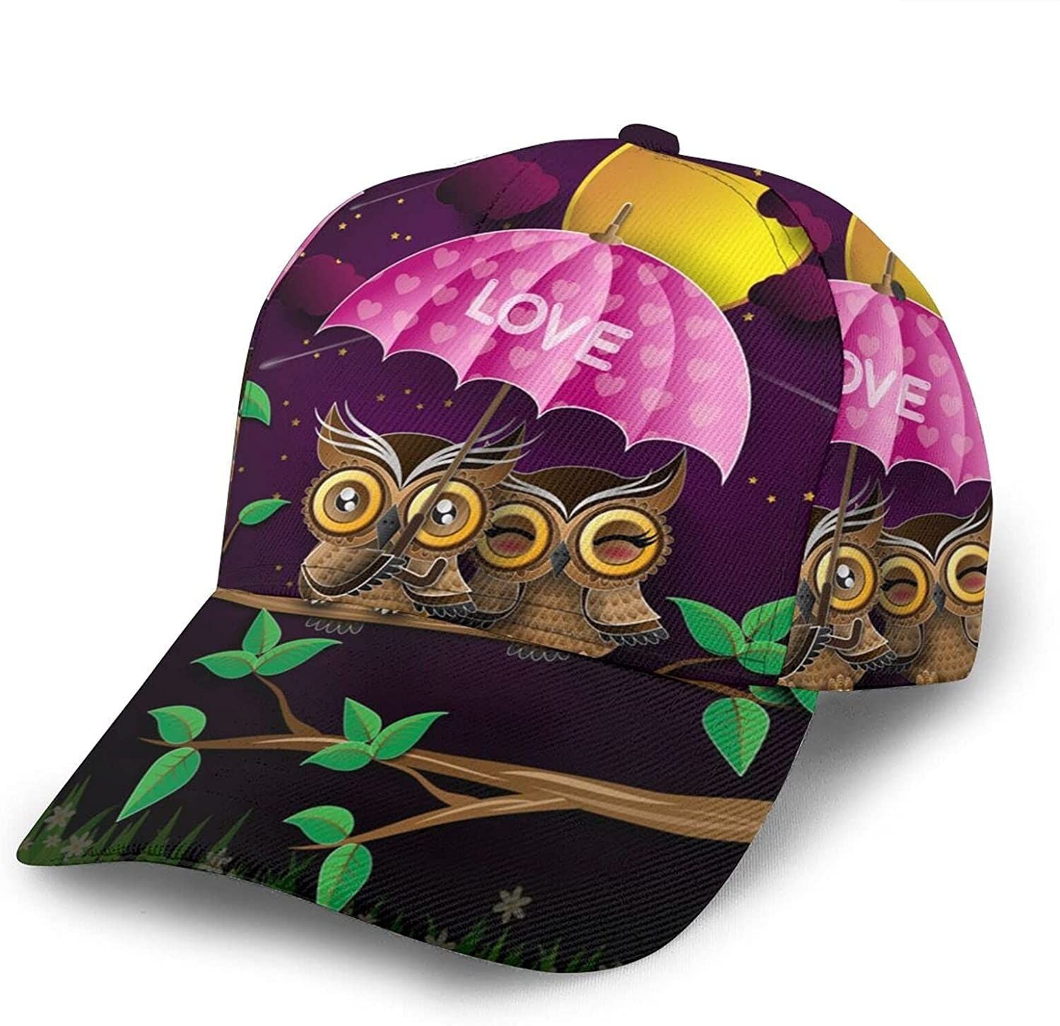 Owl Print Classic Baseball 3D Cap Adjustable Twill Sports Dad Hats for Unisex Trucker Hats Custom Hats Gifts For Men & Women