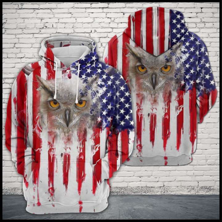 Owl Usa Flag 3D All Over Print Hoodie, Zip Hoodie