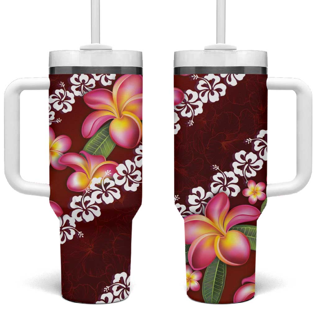 Oxblood Polynesia Plumeria With Hibiscus Tropical Custom Stanley Cup 40 oz 30 oz Tumbler With HandleTVC2301377
