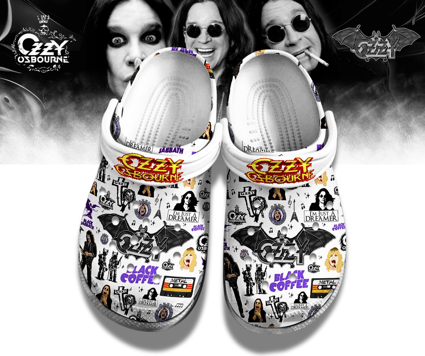 Ozzy Osbourne Music Crocs Crocband Clogs Shoes Comfortable For Men Women and Kids