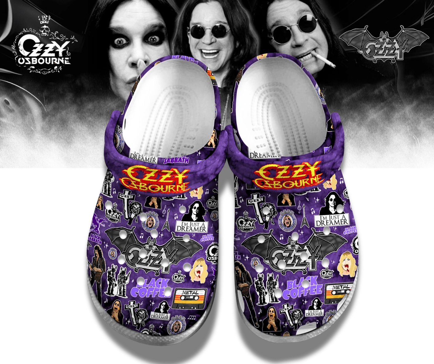 Ozzy Osbourne Music Crocs Crocband Clogs Shoes Comfortable For Men Women and Kids