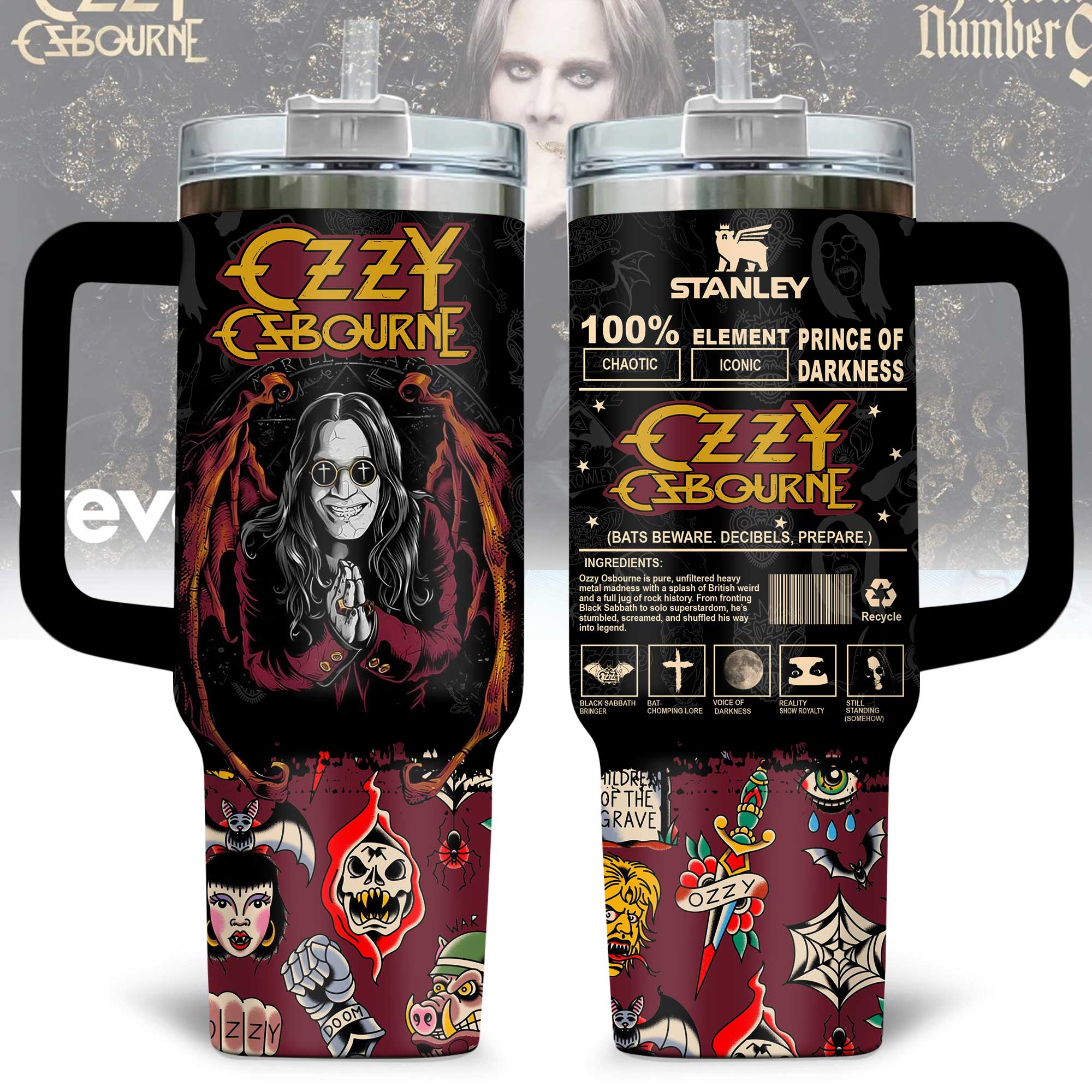 Ozzy Osbourne Music Custom Stanley Cup 40 oz 30 oz Tumbler With HandleTVC2301175